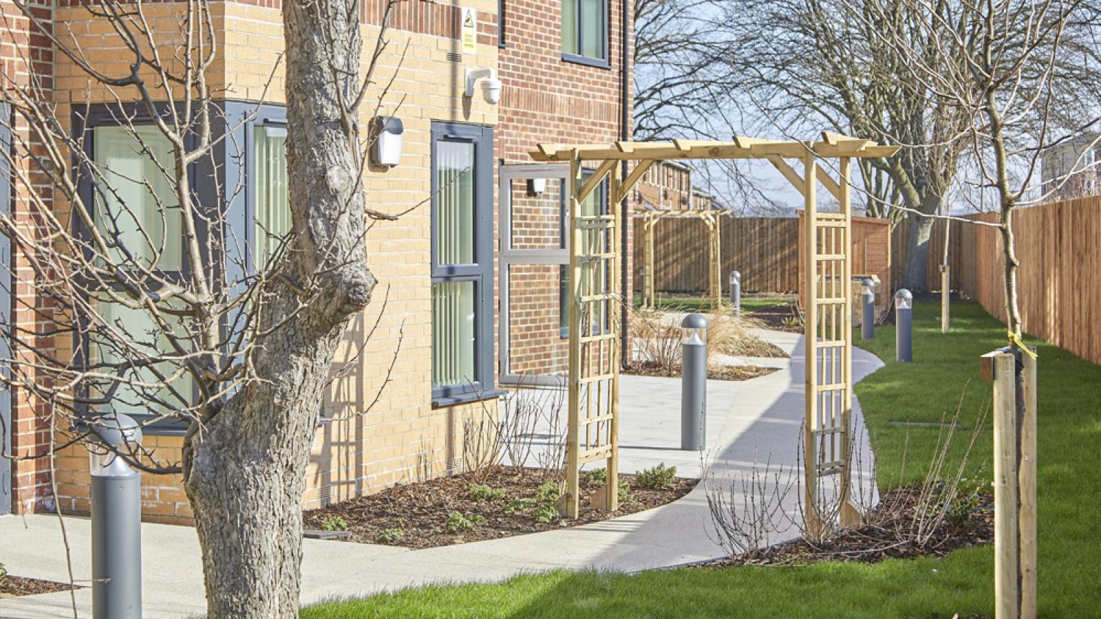 Pathway around Laurel Place care home