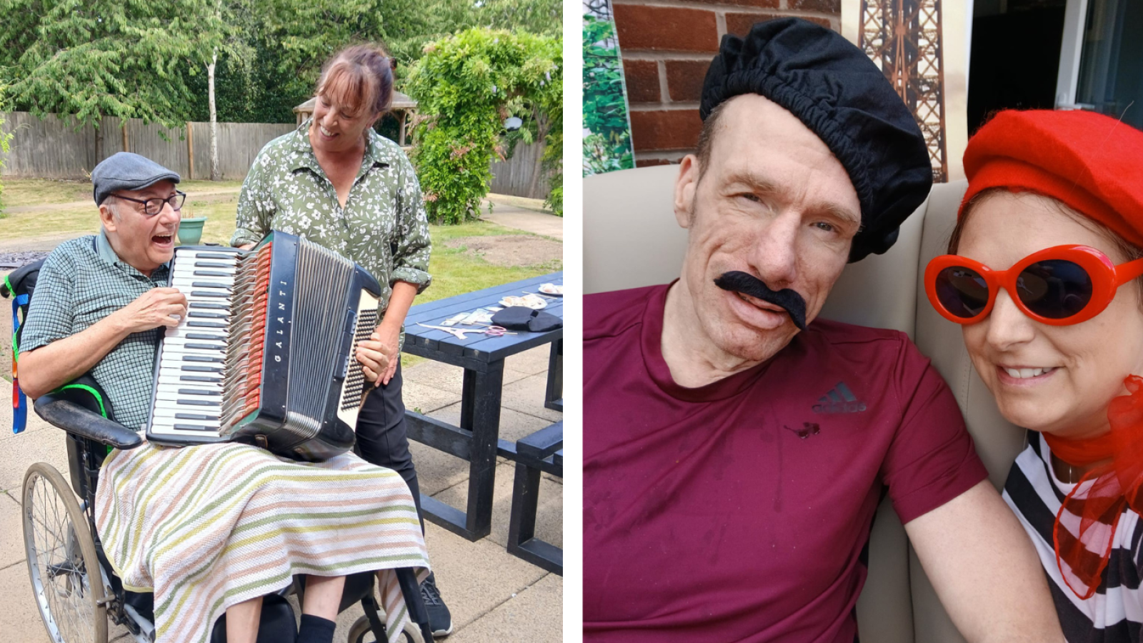 Two images of a French themed party