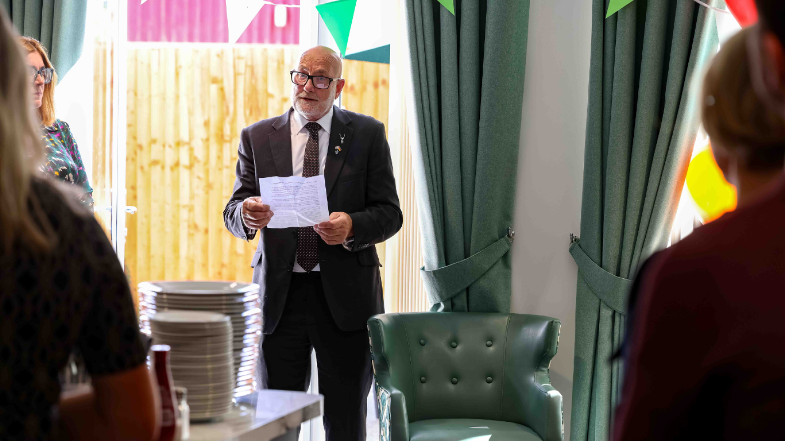 The Leader of Cannock Chase Council stands giving a speech